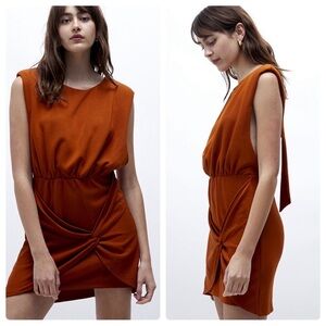Free People Runaway Knit Mini Dress Color Brandy Size Small NWT Burnt Orange NEW